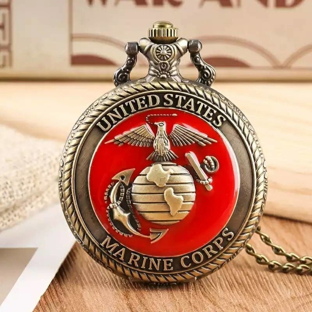 Marines Pocket Watch USMC Military NEW Gift for Marine Retirement - Picture 1 of 4